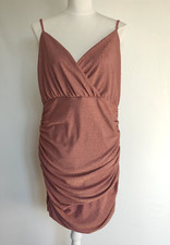 Shein Ruched Sides Glitter Xmas Sparkling Bodycon Mini Dress Lined- Size XL