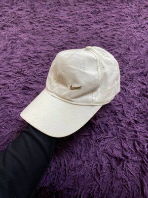 VINTAGE Nike Mütze Cap Weiß Faded Swoosh Erwachsene Herren Damen Unisex 90er