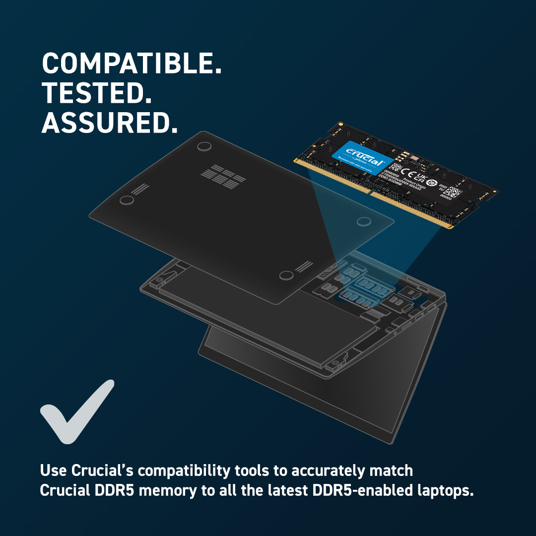32GB Crucial DDR5 5600MHZ PC5-44800 Laptop SODIMM Memory Ram