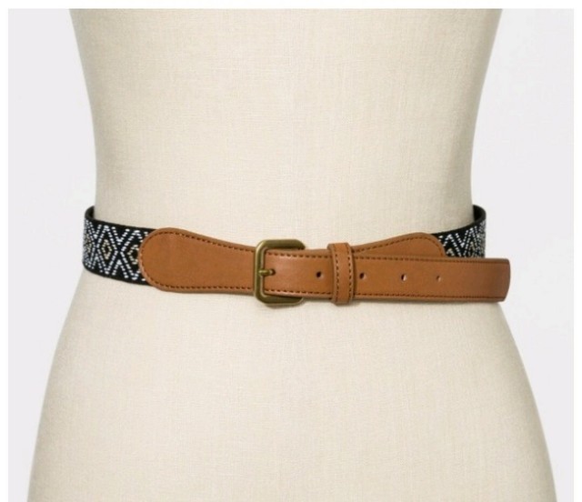 black woven belt womens