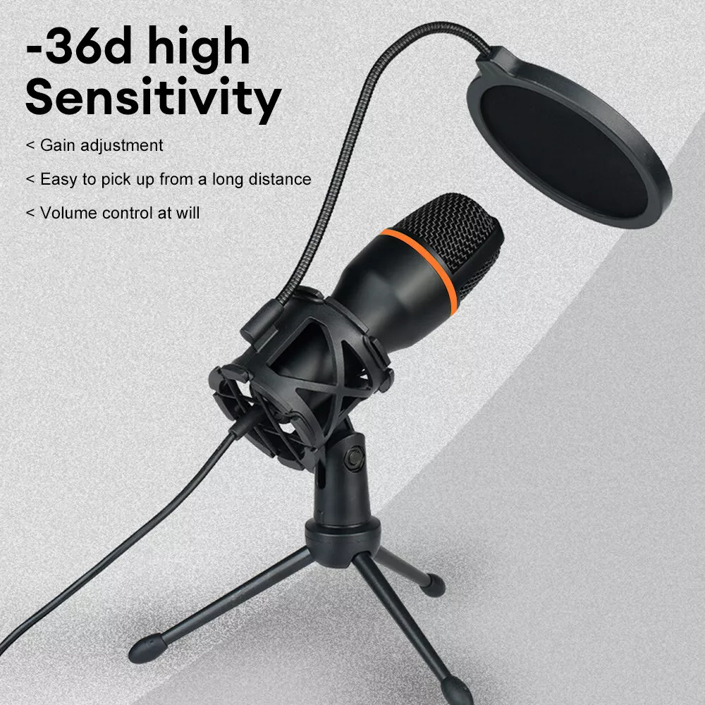 Desktop Microphone Condenser Mic with RGB Gaming Ambient Light for