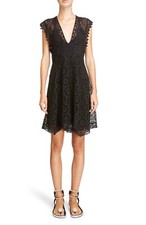 ISABEL MARANT Black Broderie Anglaise Pom Eyelet Sheer Embroidered Dress 38  6