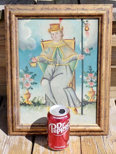 ANTIQUE 19th C Spanish Colonial MEXICAN FOLK ART Oil Tin RETABLO PAINTING Atocha - Picture 8 of 14