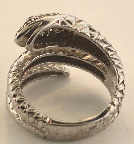 AFFINITY - STERLING SILVER DIAMOND (TDW 0.38Ct.) SNAKE RING Sz 7 - Picture 3 of 4