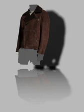 $1196 Neiman Marcus Mens Brown Shearling Collar Leather Moto Coat Jacket Size XL