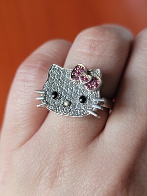 Sanrio Hello Kitty Sterling Silver Cubic Zirconia Ring Size 6 | eBay