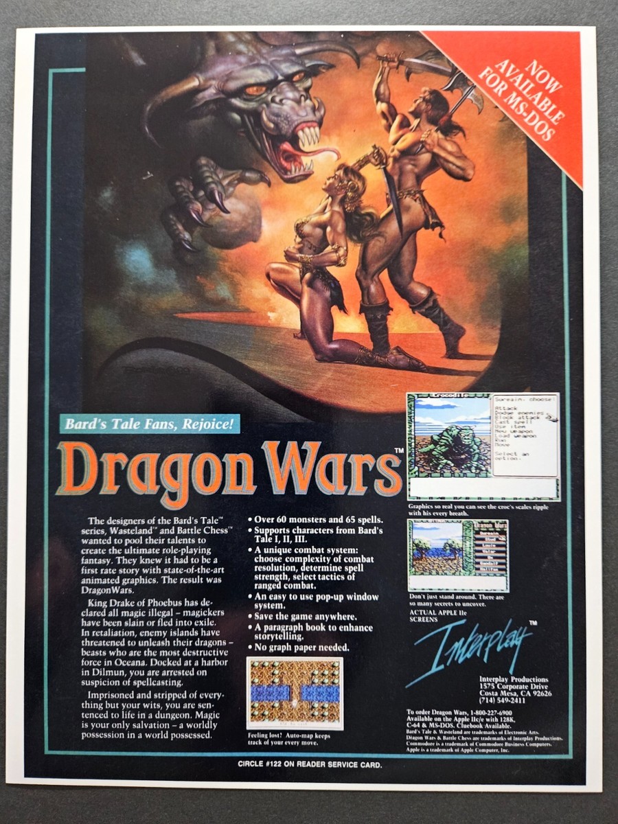 Dragon Wars PC Dos Game Big Box 1989 Promo Ad Wall Art Print 