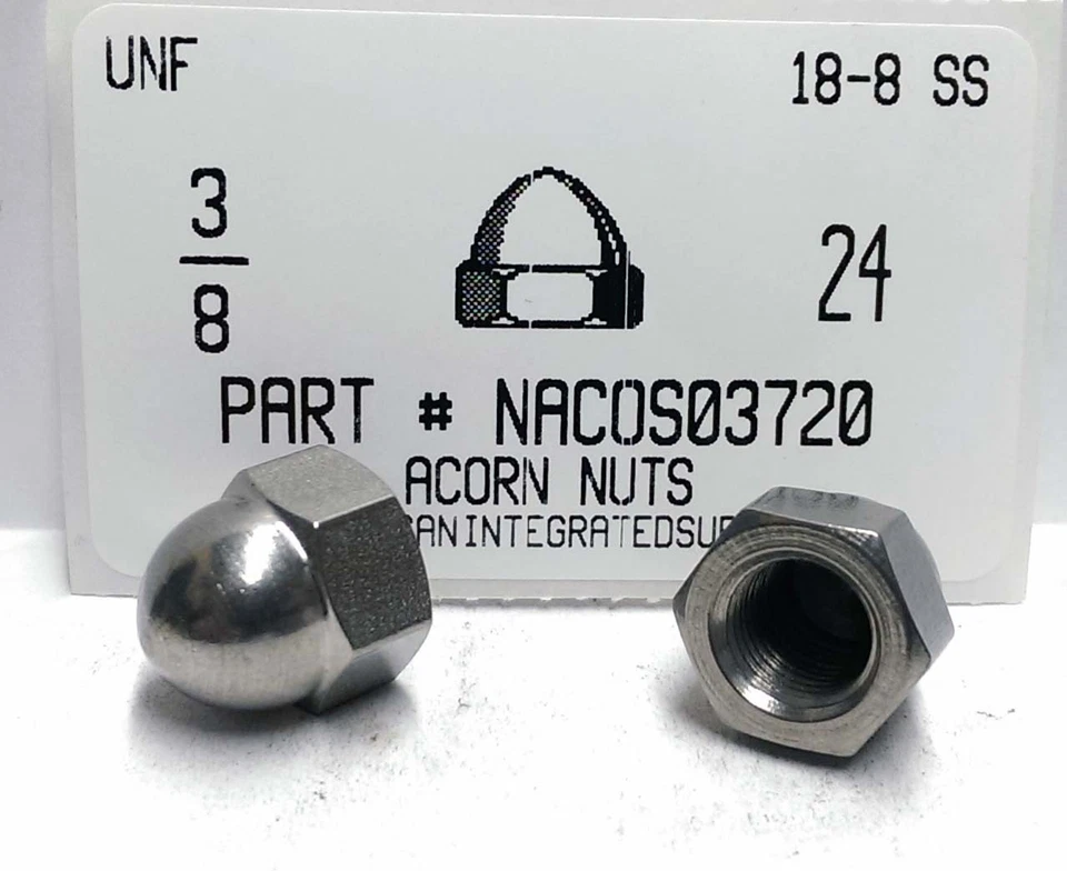 AMERICANINTEGRATEDSUPPLY.COM 3/8-24 Acorn Cap Nuts 5/8 Hex 18-8 Stainless Steel (3)