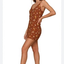 Reformation Ventura Floral V-neck Slip Dress sz XL Brown Chic Retro Cottagecore