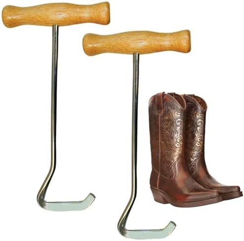 Wooden Handle Boot Hooks Durable Metal Shoe Puller Tool