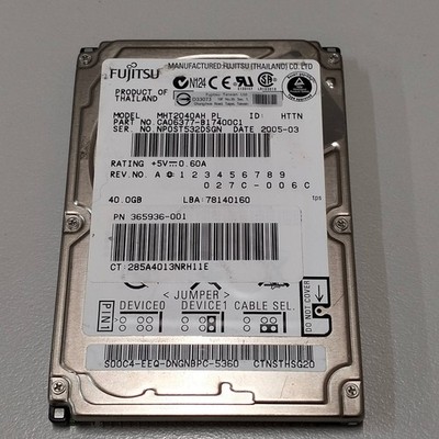 Genuine Fujitsu Mobile 40GB 2.5'' 5400 RPM HDD IDE ATA/100 8MB MHT2040AH