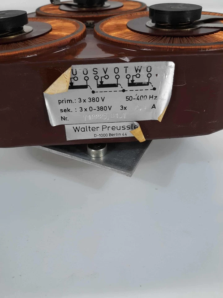 Walter Preussle 712225/81.7 Transformer, Prim 3x380v Sec 3x0-380v 3x2.5 A  - Image 3 of 4
