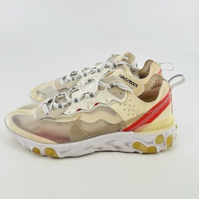 Nike React Element 87 Sail White Light Bone Red Sneakers AQ1090-100 Men's 7
