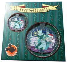 Disneyland Christmas LE Pin 2017 Haunted Mansion Hatbox Ghost LE 500 with bonus