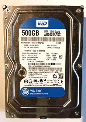 Western Digital WD Blue WD5000AAKX 500 GB SATA/ 16 MB Cache /Desktop Hard Drive
