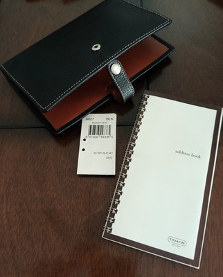 NWT COACH VINTAGE LEATHER AGENDA RARE 2-TONE BLACK & BROWN PLANNER ADDRESS BOOK