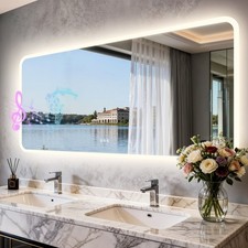 LED Bathroom Mirror Antifog Wall Vanity Illuminated Mirror Bluetooth 24-63inch