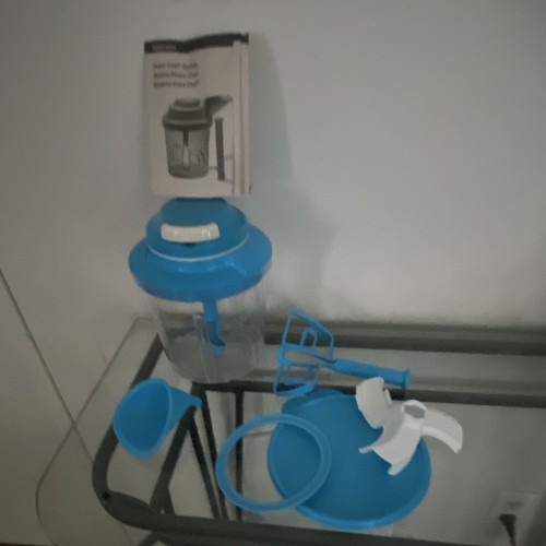 Tupperware Power Chef System Manual Turn Handle Food Chopper Set Blue 4pc