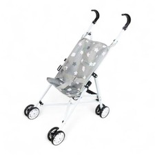 Grey Doll Pram Stroller Parasol Toy - New, Certified
