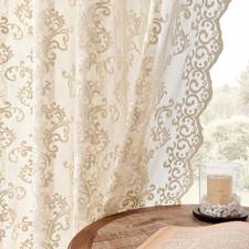 Lace Curtains - 63 Inch Length, 2 Panels Set - 52"W x 63"L Pack of 2 Beige