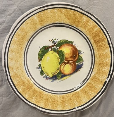 Taormina Italy 7.5  Hanging Ceramic Plate Lemon & Fruit Blue Yellow Green Orange