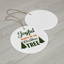Joyful Christmas Tree Ceramic Ornament, Festive Christmas Holiday Décor,Keepsake