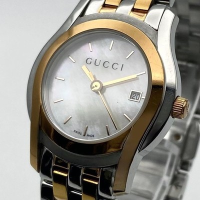 Gucci 5500L Shell Dial Gold Combination Quartz Women's Watch Japan 071706