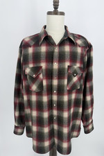 VTG Pendleton Western Wear Pearl Snap Wool Plaid Flannel Shirt Sz XL Cowboy