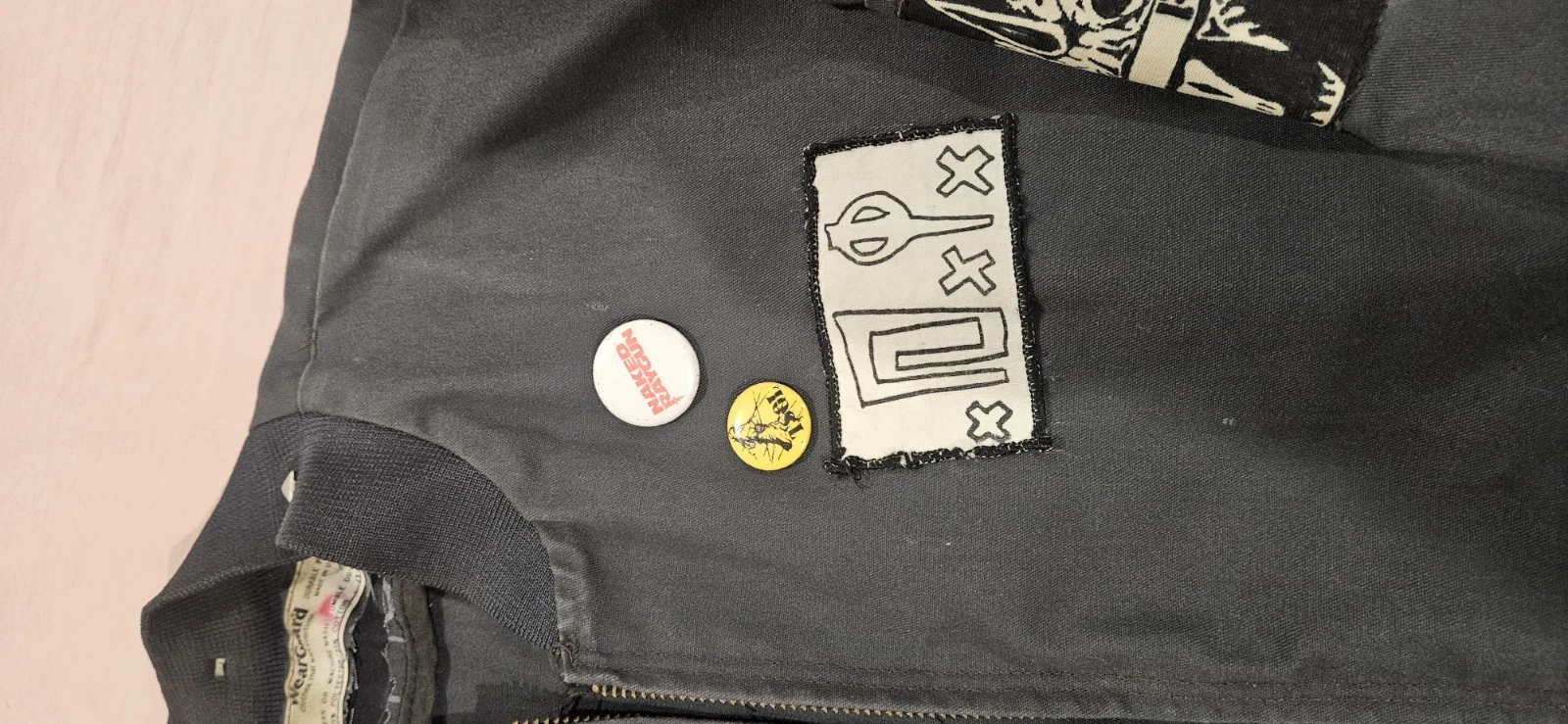 Mens PUNK Work Jacket. Homemade with Patches. Size XL. DIY hardcore vintage - product detail image 4