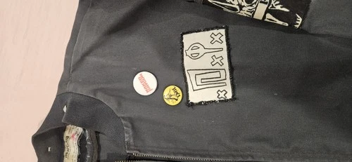 Mens PUNK Work Jacket. Homemade with Patches. Size XL. DIY hardcore vintage image 4