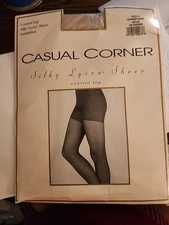 Casual Corner Silky Lycra Sheer Control Top Sandalfoot Size C Champagne NEW