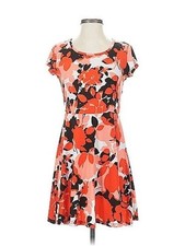 MICHAEL KORS Coral White & Black Floral Fit-and-Flare  ( LARGE ) NWT $99.00