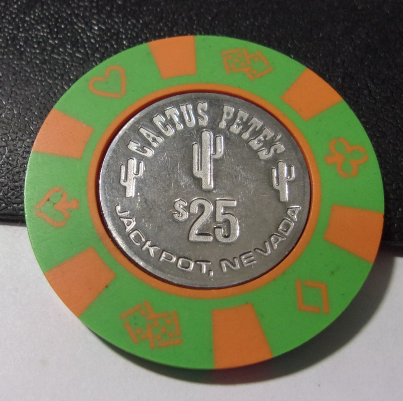 CACTUS PETE'S HOTEL CASINO $25 hotel casino gaming poker chip - Jackpot, NV
