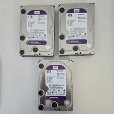 LOT OF 3 4TB 3.5 SATA Western Digital Pupple (NO BAD SECTOR) Hard Drives Tested