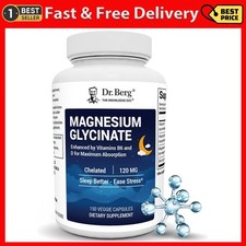 Dr. Berg Maximum Strength 4-in-1 Chelated Magnesium Glycinate with Clean, Pot...