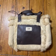 Borsa tote bag vintage UGG Australia in shearling scamosciata con doppio cinturino marrone Y2K