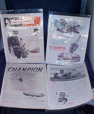 4 Vintage Champion Spark Plug Advertising Page Eddie Miller US Navy Toledo Ohio