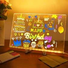 LED Note Board with Colors, Acrylic Dry Erase Board with Light, 2025 Glowing ...