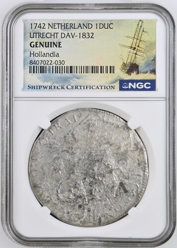 1742 UTRECHT DAV-1832 1 DUC Shipwreck Hollandia NGC Graded GENUINE