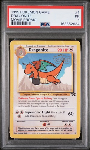 1999 POKEMON GAME MOVIE PROMO #5 DRAGONITE PSA 1