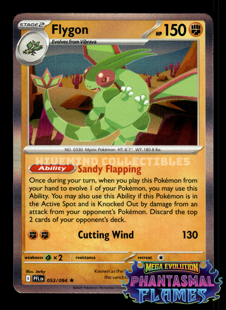 pokemon flygon card Flygon 053/094 Phantasmal Flames Holo Rare Pokemon Card