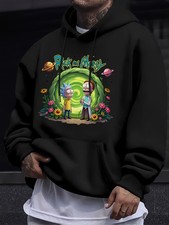 Men's Rick and Morty Official Hooded Sweatshirt - Rick  Morty Character Graphic
