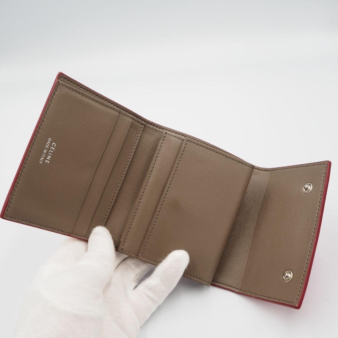 CELINE Multi function Small 3 fold Wallet Wine Re… - image 6