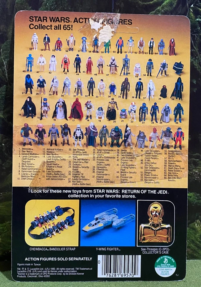 Vintage Kenner 1983 STAR WARS Return Jedi BIKER SCOUT 65 Card Back ROTJ Cardback - Image 2 of 2