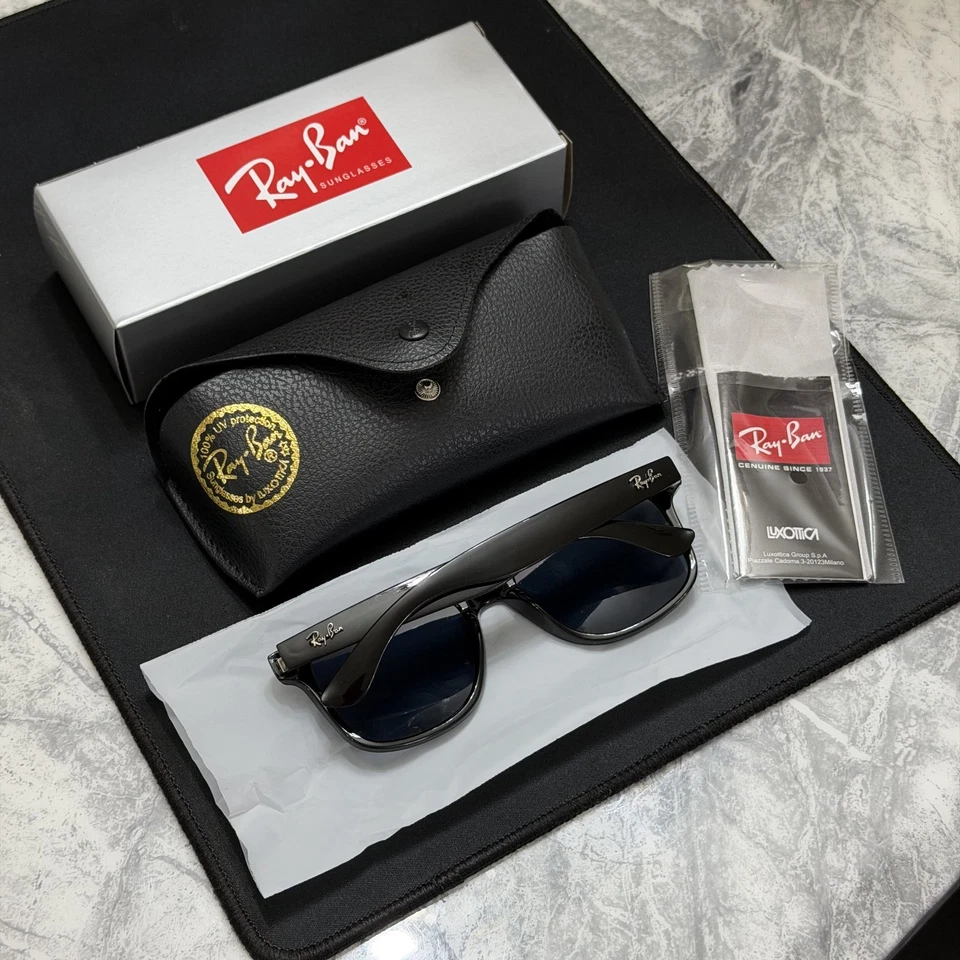 Ray-Ban RB2140 Wayfarer Sunglasses Black Frame Glass Gray Lens 50-22 mm - Image 2 of 4