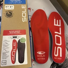 SOLE Active Medium W/ Met Pad Plantar Fasciitis Relief Arch Insoles M 8  / W 10