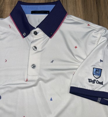 Greyson Wolf Creek Performance Golf Polo Drift, Animals Wildlife Men s Small