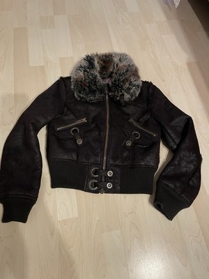 Purple Rain Qed London Kunstlederjacke Bomber Warm Gefüttert Teddy Gr. S/ 140 Mä