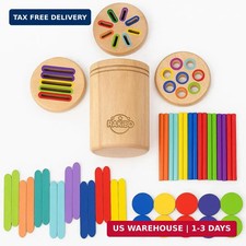 Montessori Color Sorting Toy for Toddlers - 3-in-1 Wooden Fine Motor Set with 3