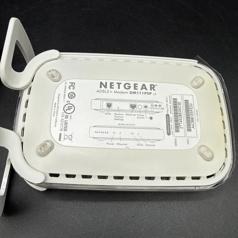 Netgear Broadband ADSL2 + Modem DSL DM111PSP White - W/Adapter - Image 4 of 4